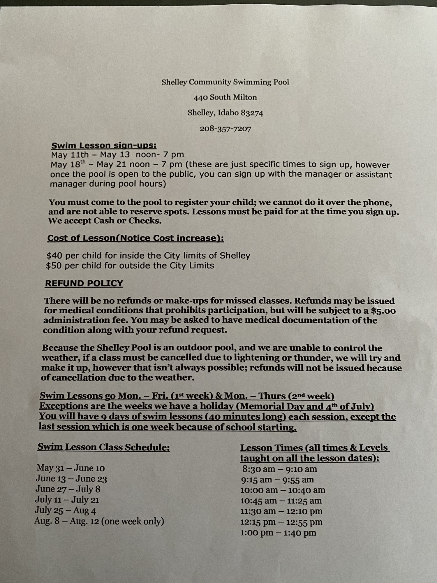 Parks and Recreation City of Shelley